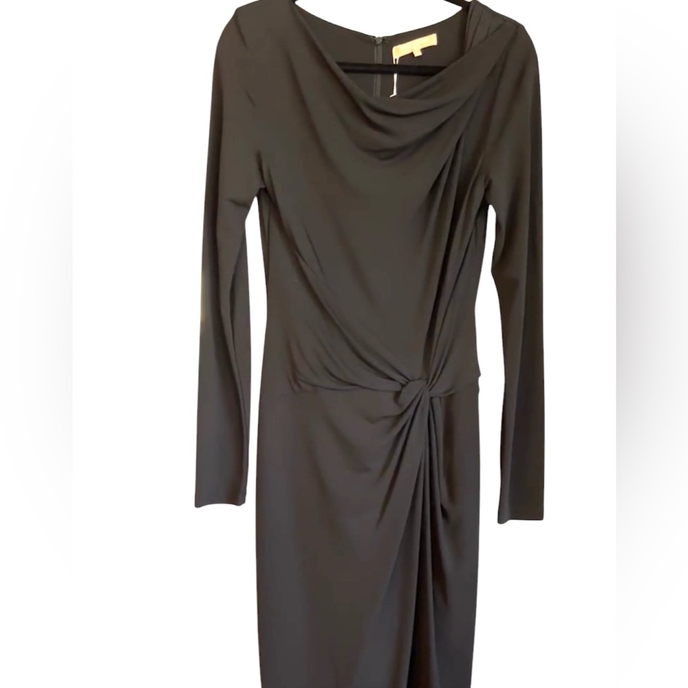 Michael Kors Italian Made PreFall 2012 Collection L/S Black Midi Dress Size 12